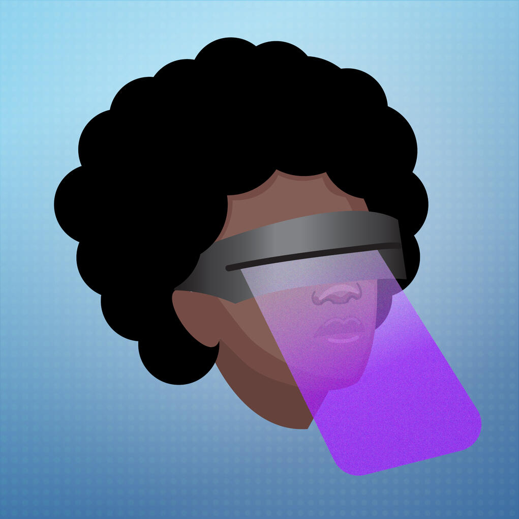A illustration of a black Indigenous woman with Inuit snow-goggles with a futuristic take!